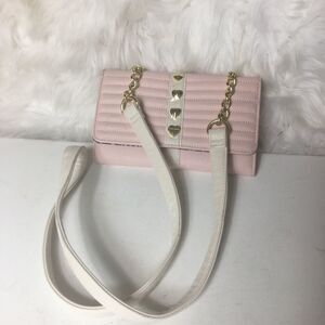Betsey Johnson pink & beige crossbody/wallet bag